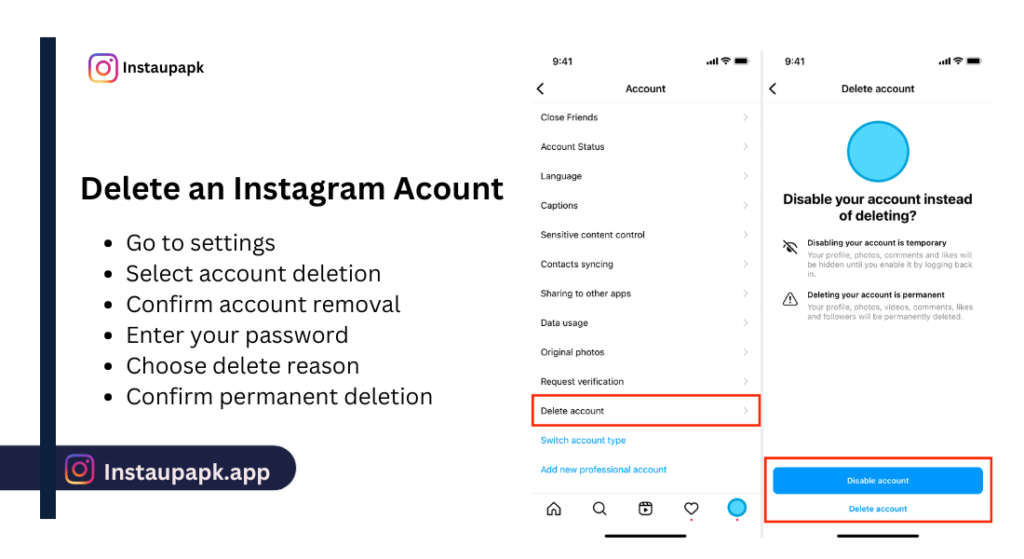 How to delete an Instagram account temporarily or permanently?